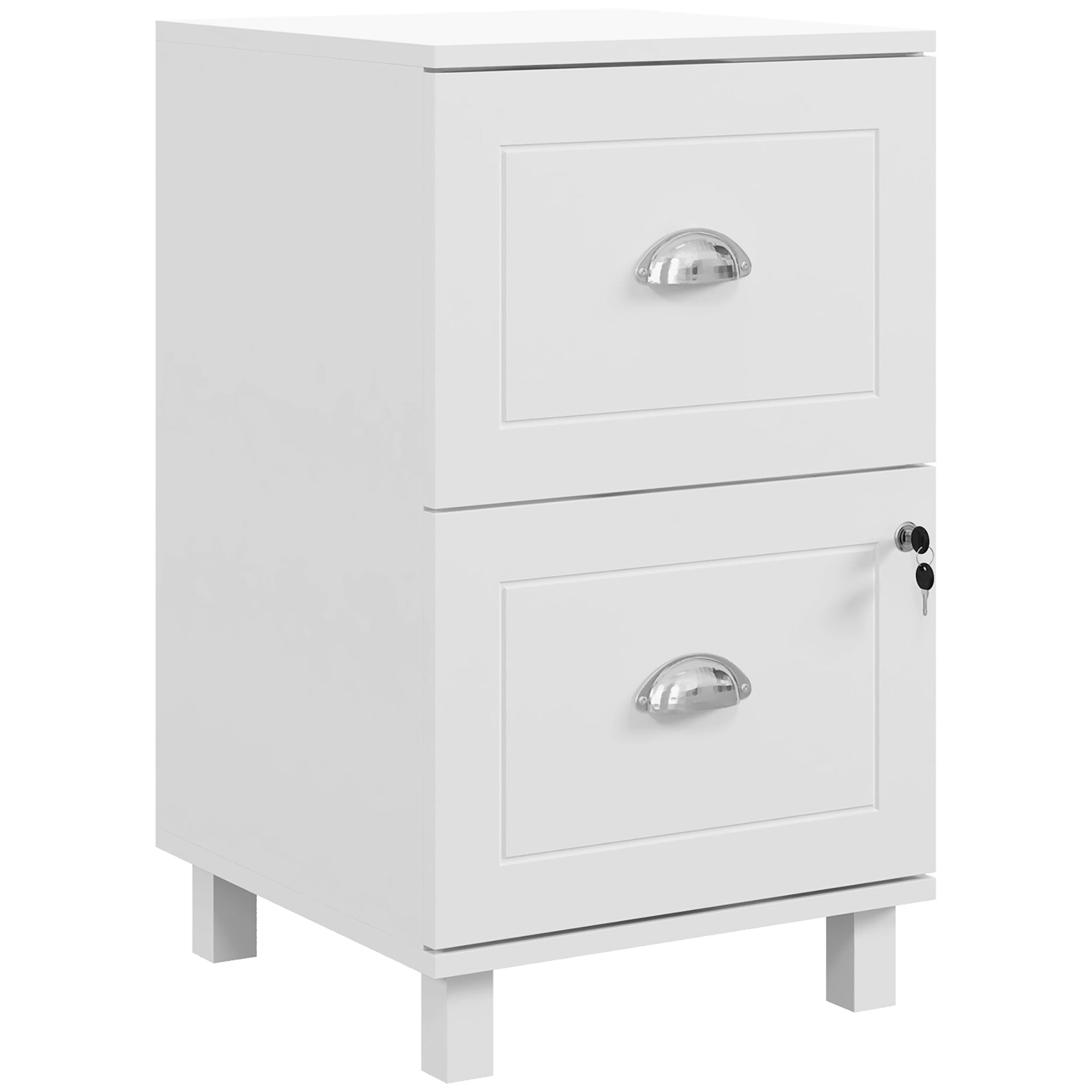 Office Drawer Cabinet Filing Cabinet with 2 Drawers Desk Drawer with Locks Hanging Folders for A4 and Letter 40x41.5x67.5 cm White
