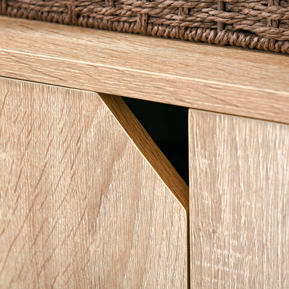 Bookshelf with Multiple Open Shelves and Double Door Bookcase with Metal Frame for Office Living Room 80x35x97 cm Natural Wood