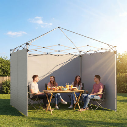 3-Pack Gazebo Sidewalls for 3 x 3 m (10 x 10 ft) — Zippered, UPF50+, Water-Resistant 210D Oxford Fabric, Light Gray