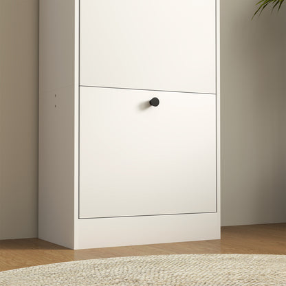 Shoe Cabinet with 3 Flaps, Shoe Rack with Adjustable Divider, Slim Shoe Cupboard for 12 Pairs of Shoes 47 x 28 x 115 cm, White