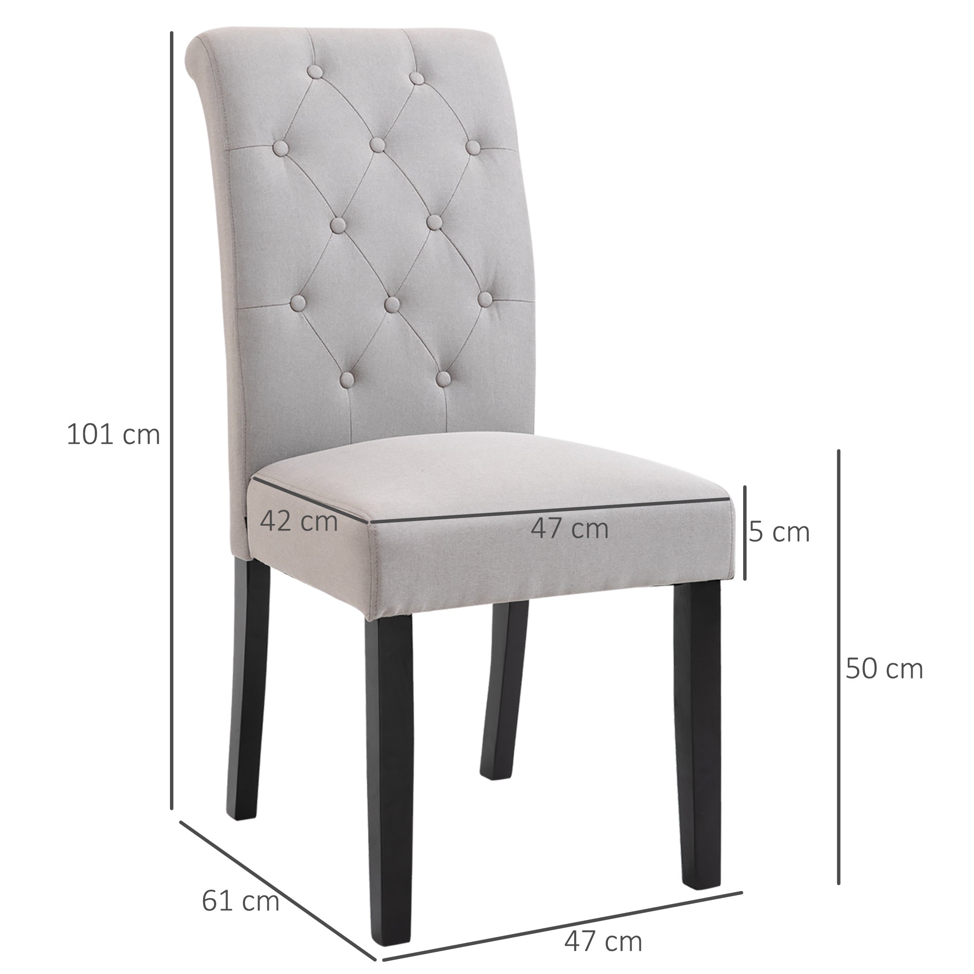 Set of 2 Dining Chairs Kitchen Chair High Comfort Wooden Legs Lin 47 x 61 x 101 cm