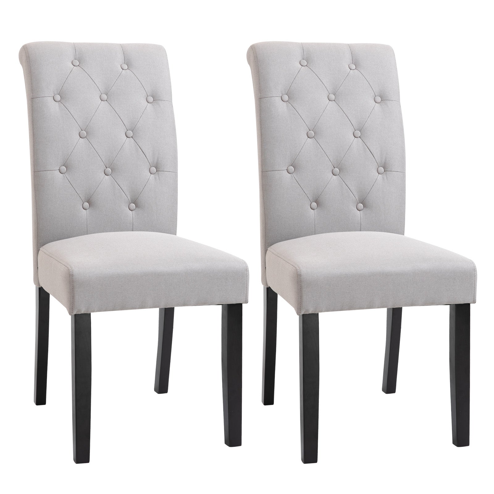 Set of 2 Dining Chairs Kitchen Chair High Comfort Wooden Legs Lin 47 x 61 x 101 cm