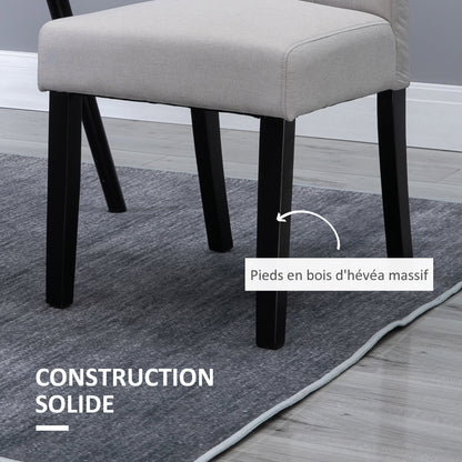 Set of 2 Dining Chairs Kitchen Chair High Comfort Wooden Legs Lin 47 x 61 x 101 cm