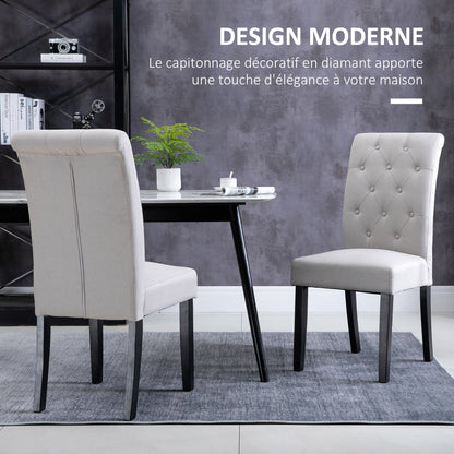 Set of 2 Dining Chairs Kitchen Chair High Comfort Wooden Legs Lin 47 x 61 x 101 cm