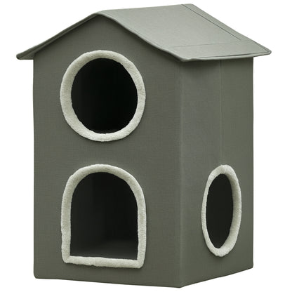 Two-Level Cat House with Washable Cushions 3 Entries, 42x46x59.5 cm, Grey
