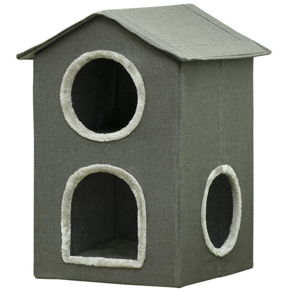 Two-Level Cat House with Washable Cushions 3 Entries, 42x46x59.5 cm, Grey