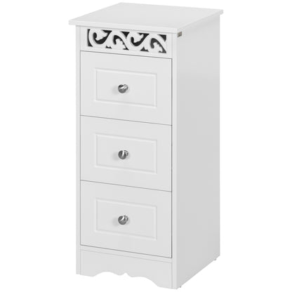 White Storage Cabinet with 3 Drawers for Kitchen Dining Room Living Room Bedroom Bathroom 29.8x29.8x68.5 cm
