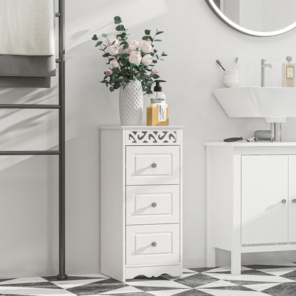 White Storage Cabinet with 3 Drawers for Kitchen Dining Room Living Room Bedroom Bathroom 29.8x29.8x68.5 cm