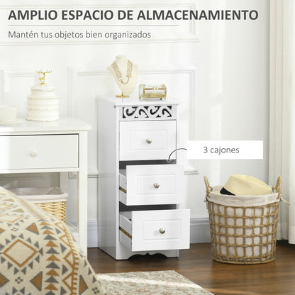 White Storage Cabinet with 3 Drawers for Kitchen Dining Room Living Room Bedroom Bathroom 29.8x29.8x68.5 cm