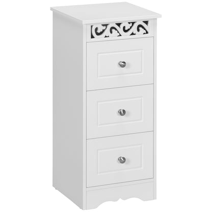 White Storage Cabinet with 3 Drawers for Kitchen Dining Room Living Room Bedroom Bathroom 29.8x29.8x68.5 cm