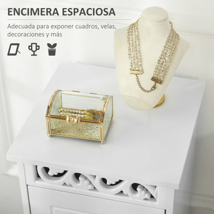 White Storage Cabinet with 3 Drawers for Kitchen Dining Room Living Room Bedroom Bathroom 29.8x29.8x68.5 cm