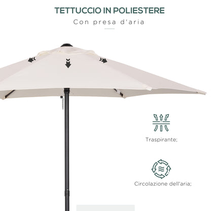 Garden Umbrella 2x2 m with Air Vent, Outdoor Umbrella with 6 Aluminum Ribs and 160 g/㎡ Polyester Cover, for Yard, Terrace, and Balcony, Cream