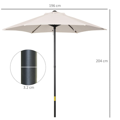 Garden Umbrella 2x2 m with Air Vent, Outdoor Umbrella with 6 Aluminum Ribs and 160 g/㎡ Polyester Cover, for Yard, Terrace, and Balcony, Cream