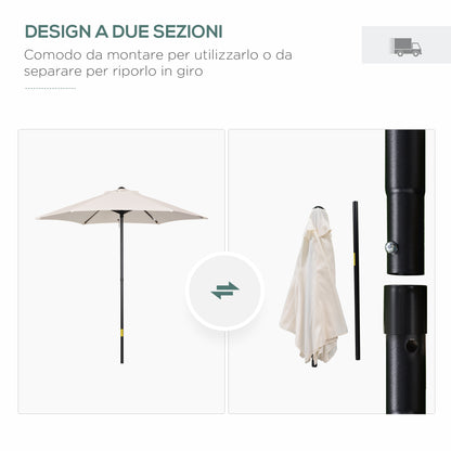 Garden Umbrella 2x2 m with Air Vent, Outdoor Umbrella with 6 Aluminum Ribs and 160 g/㎡ Polyester Cover, for Yard, Terrace, and Balcony, Cream