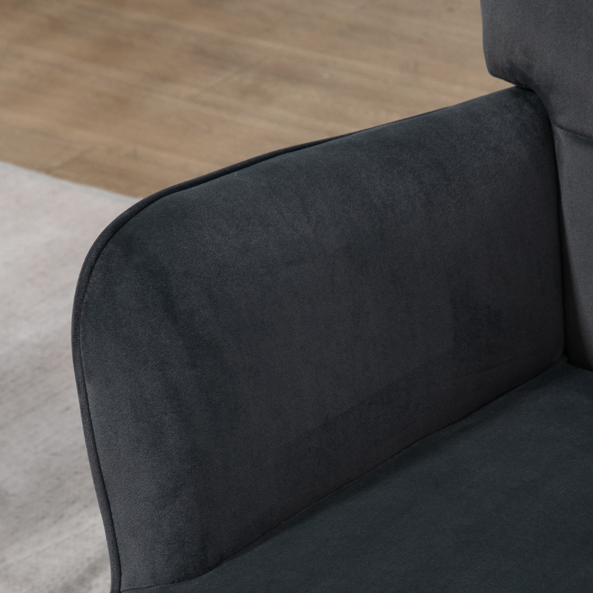 Wingback Chair with Footstool Armchair Lounge Chair with Velvet Look, Modern Recliner, TV Chair, Upholstered Chair for Living Room, Bedroom, Dark Gray