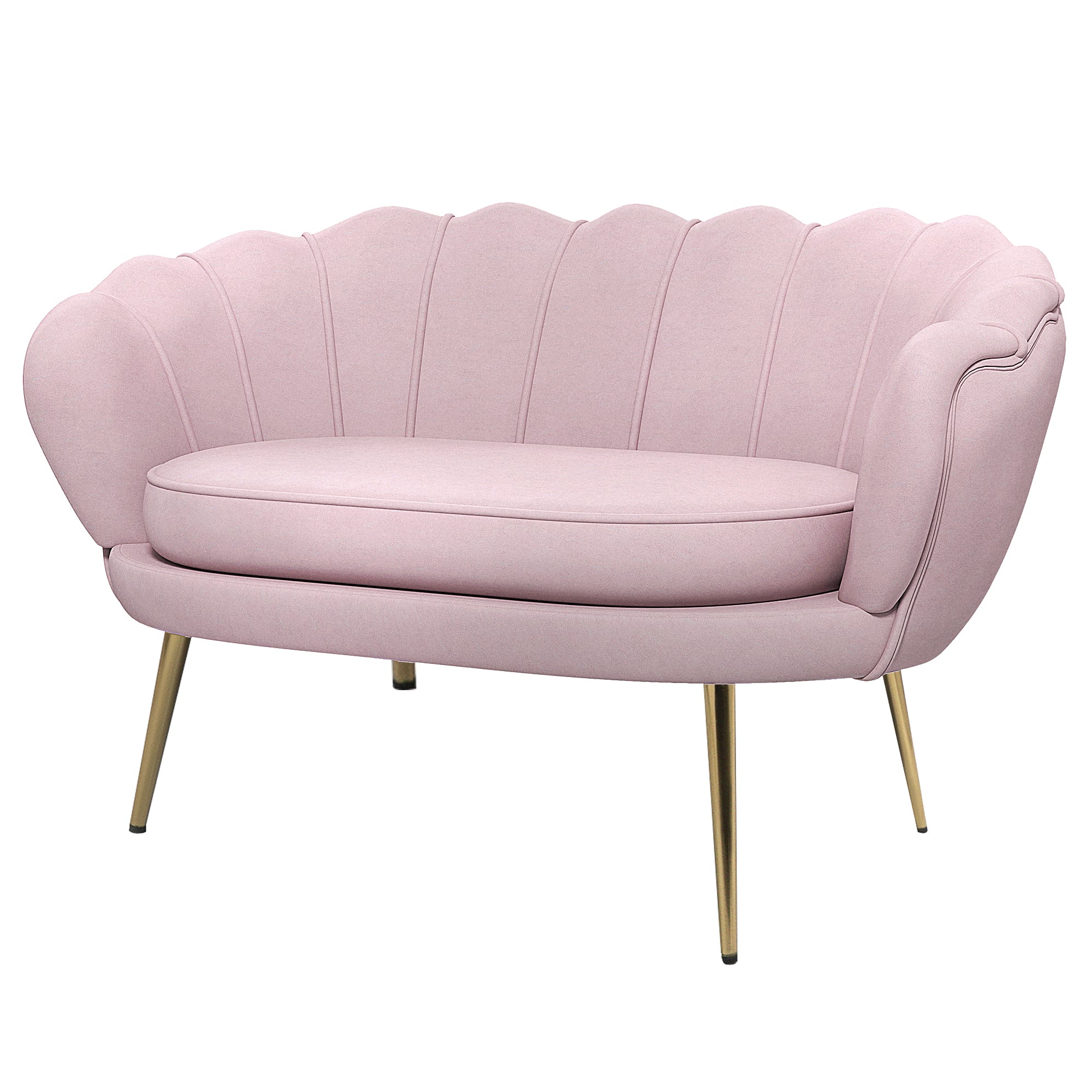 2-Seater Sofa in Velvet Effect Fabric, Small Vintage Sofa with Armrests, Modern, Padded Seat for Bedroom and Living Room, 130x77x77cm, Pink