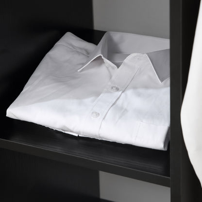 Wardrobe with Wheels Open Design Wardrobe for Clothes with Hanging Bar Shelves Organizer for Bedroom Clothing 80x40x128 cm Black