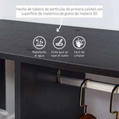 Wardrobe with Wheels Open Design Wardrobe for Clothes with Hanging Bar Shelves Organizer for Bedroom Clothing 80x40x128 cm Black