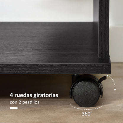 Wardrobe with Wheels Open Design Wardrobe for Clothes with Hanging Bar Shelves Organizer for Bedroom Clothing 80x40x128 cm Black