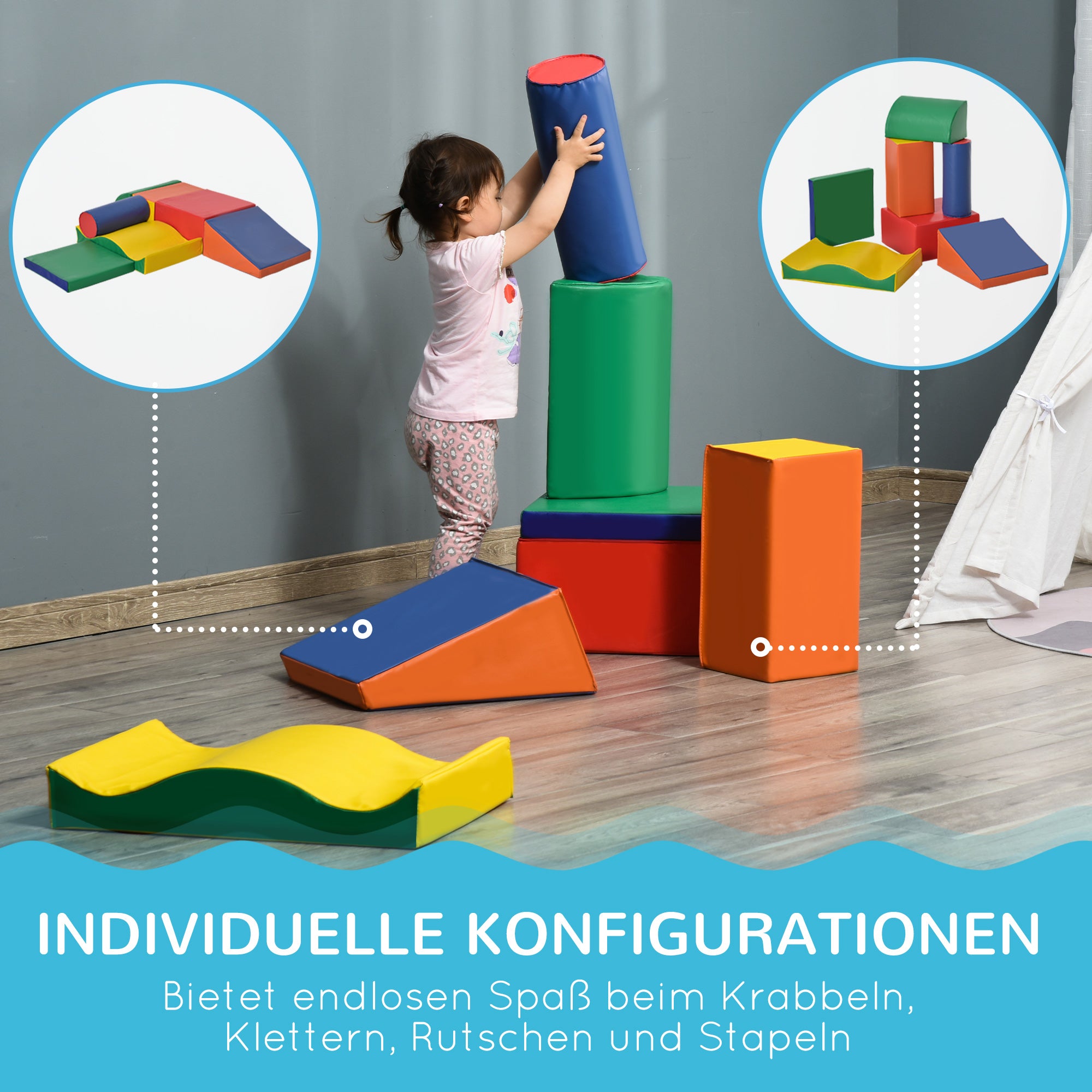 7 PCS. Foam Building Blocks Kids Soft Building Blocks Play & Climb Building Bricks Soft Giant Building Blocks Building Toy Foam Blocks Building Set for Babies & Toddlers Castle Set Multicolored