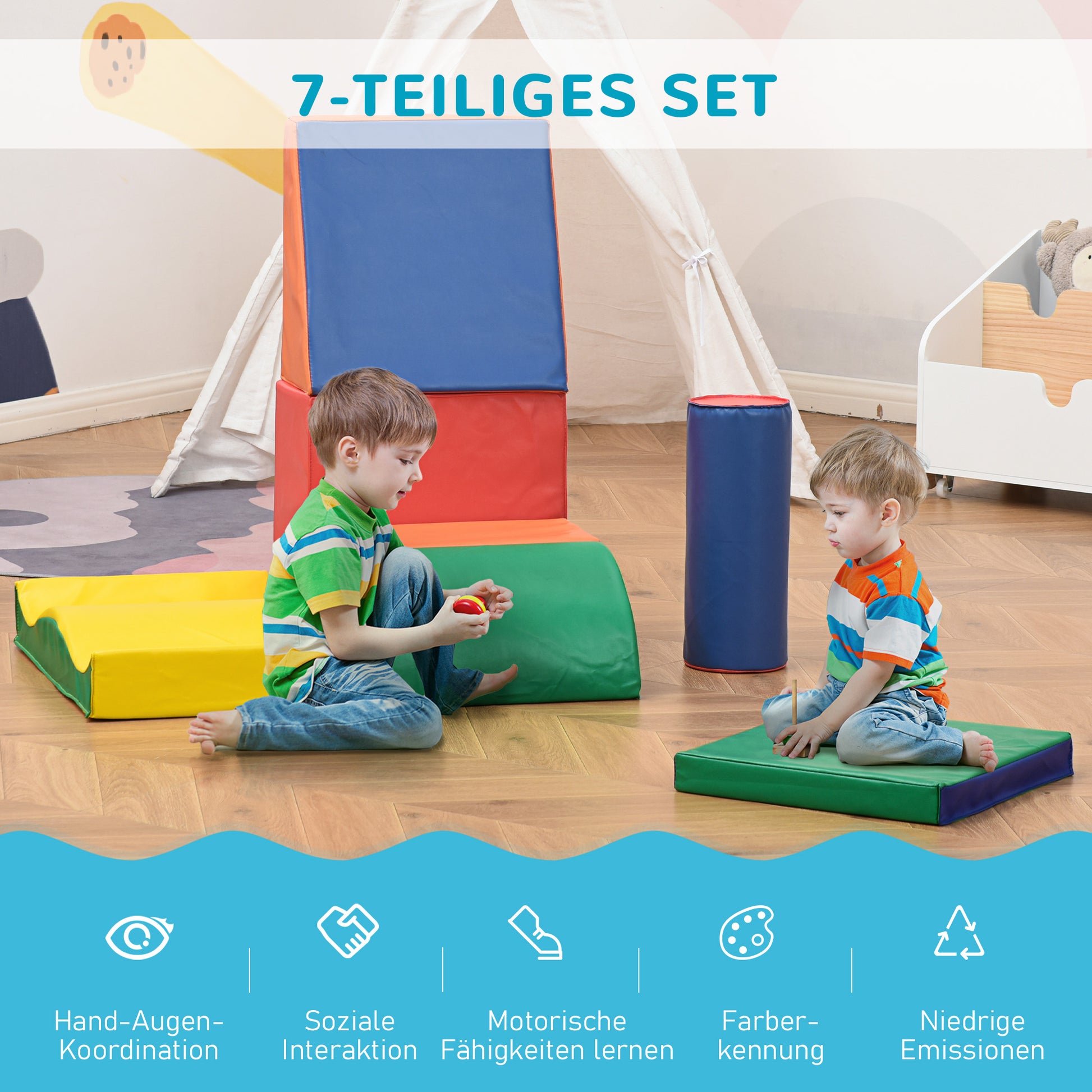 7 PCS. Foam Building Blocks Kids Soft Building Blocks Play & Climb Building Bricks Soft Giant Building Blocks Building Toy Foam Blocks Building Set for Babies & Toddlers Castle Set Multicolored