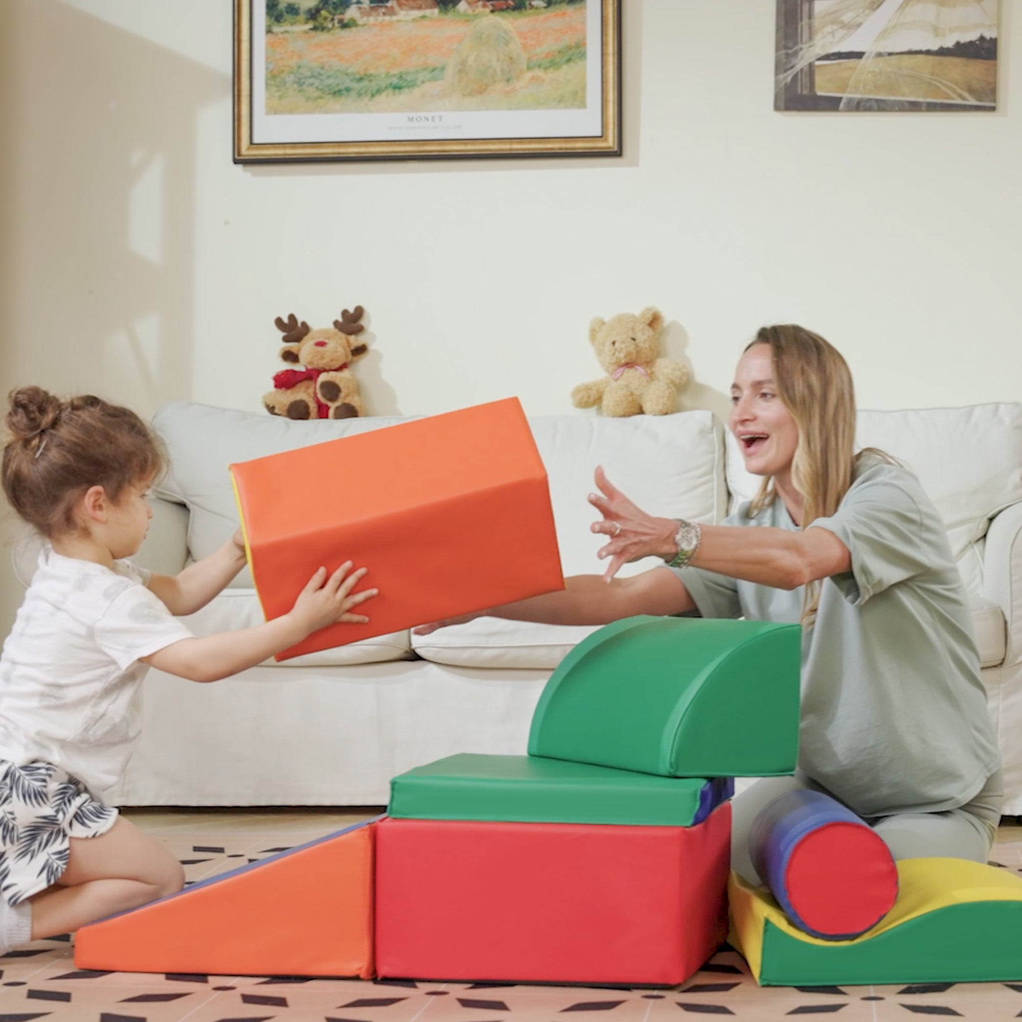 7 PCS. Foam Building Blocks Kids Soft Building Blocks Play & Climb Building Bricks Soft Giant Building Blocks Building Toy Foam Blocks Building Set for Babies & Toddlers Castle Set Multicolored