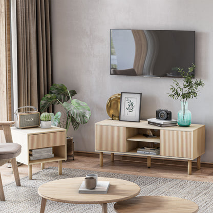 TV Stand TV Mount for up to 50-inch TV with 2 Sliding Doors and 2 Shelves with Cable Management - 115 x 40 x 49 cm