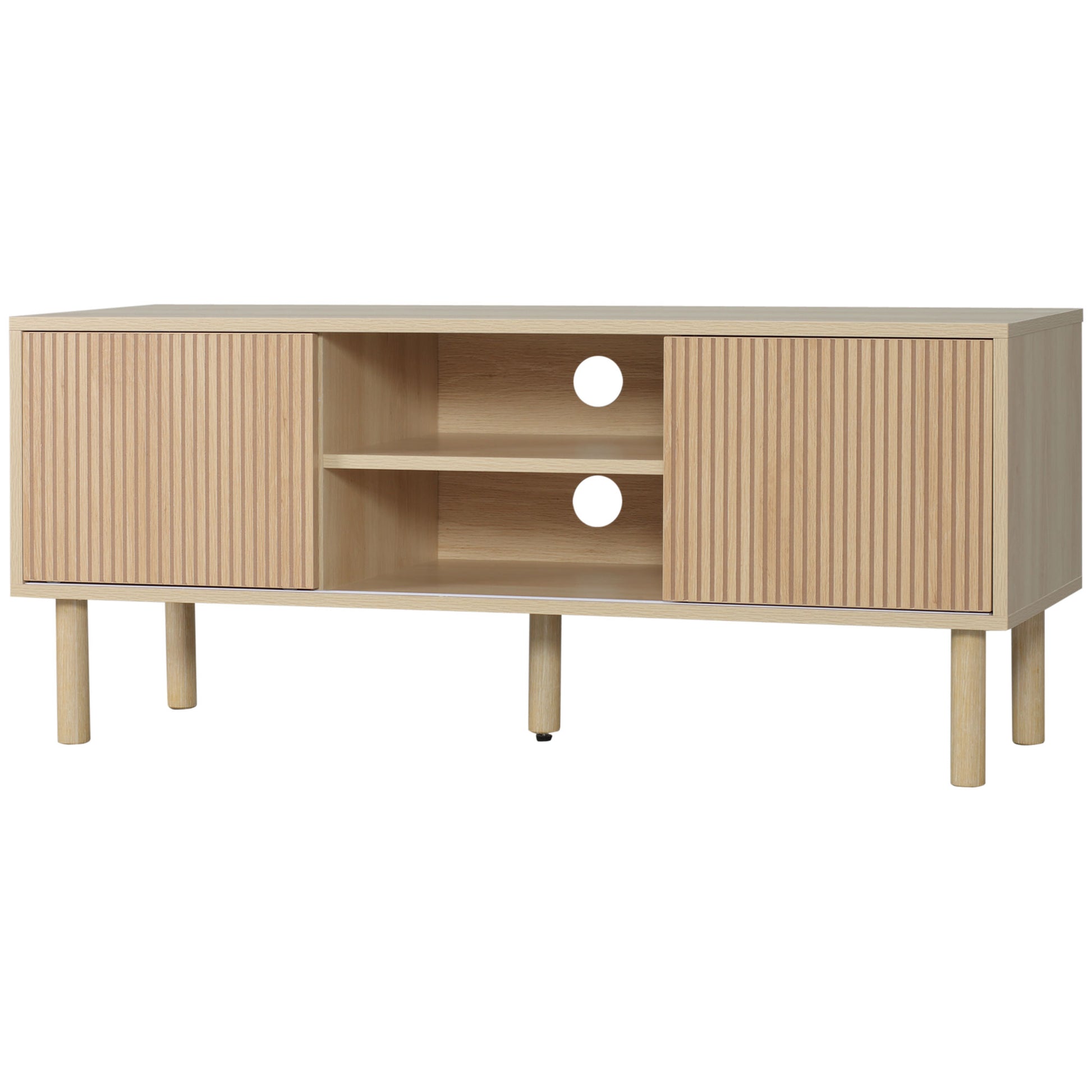 TV Stand TV Mount for up to 50-inch TV with 2 Sliding Doors and 2 Shelves with Cable Management - 115 x 40 x 49 cm