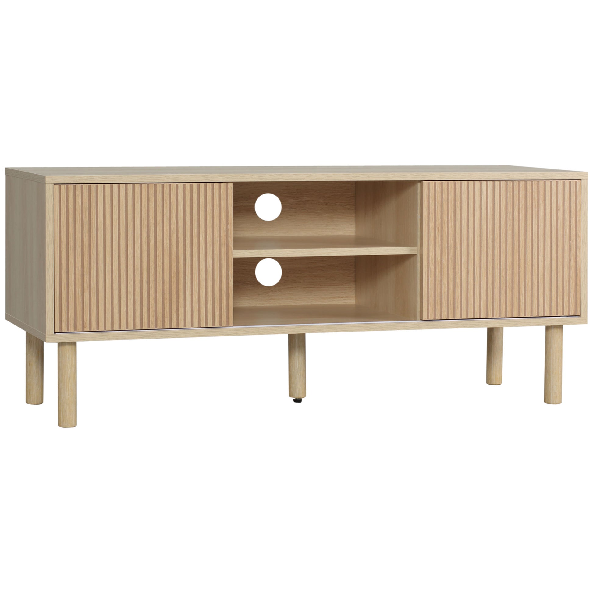 TV Stand TV Mount for up to 50-inch TV with 2 Sliding Doors and 2 Shelves with Cable Management - 115 x 40 x 49 cm