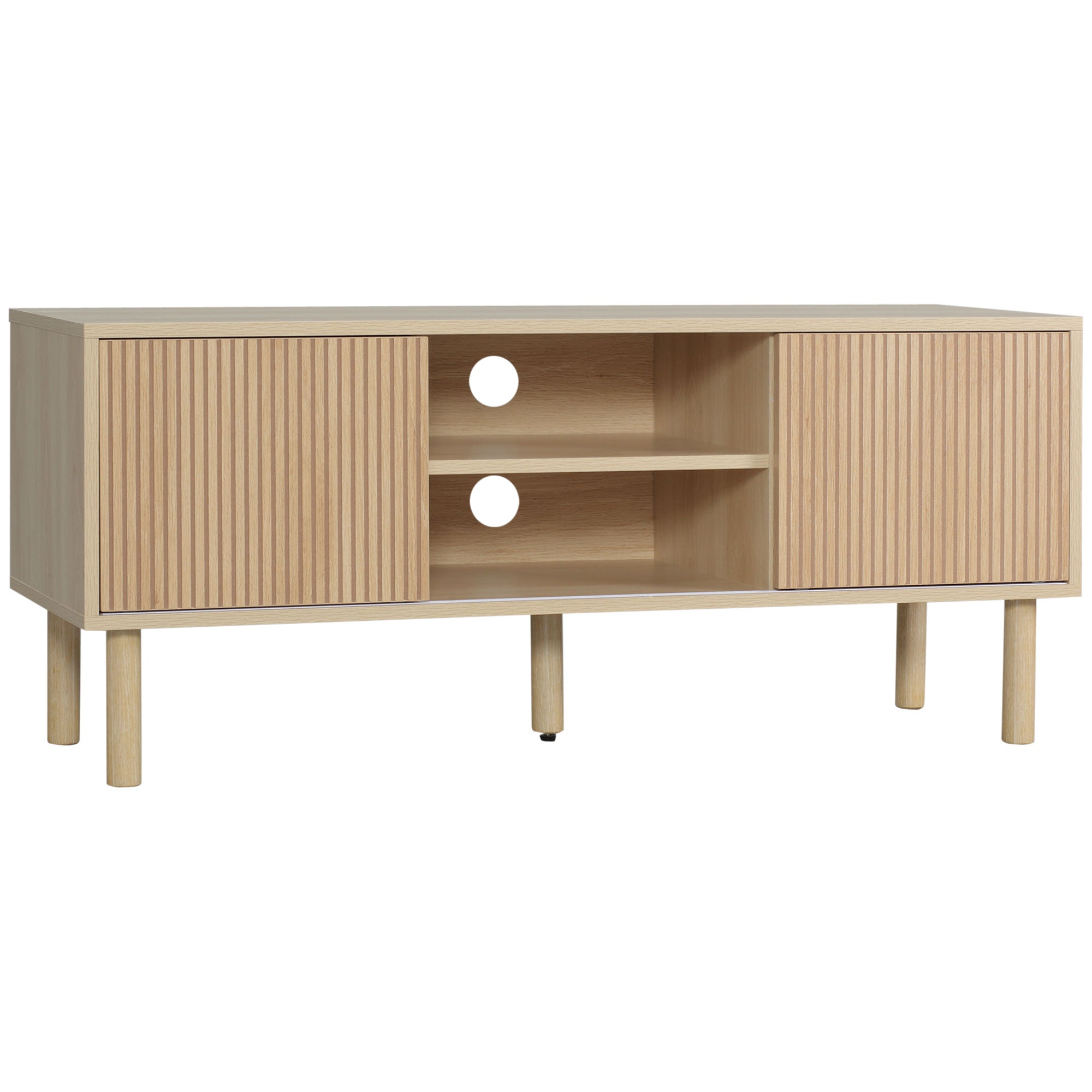 TV Stand TV Mount for up to 50-inch TV with 2 Sliding Doors and 2 Shelves with Cable Management - 115 x 40 x 49 cm