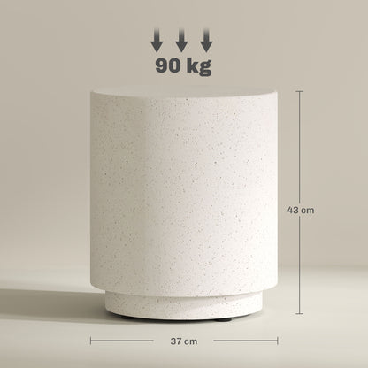 Side Table Living Room Table with Stone Look, Coffee Table, End Table, Coffee Table for Living Room, Garden Ø37 x 43 cm, Cream White