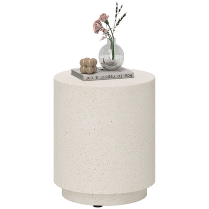 Side Table Living Room Table with Stone Look, Coffee Table, End Table, Coffee Table for Living Room, Garden Ø37 x 43 cm, Cream White