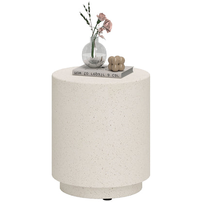 Side Table Living Room Table with Stone Look, Coffee Table, End Table, Coffee Table for Living Room, Garden Ø37 x 43 cm, Cream White