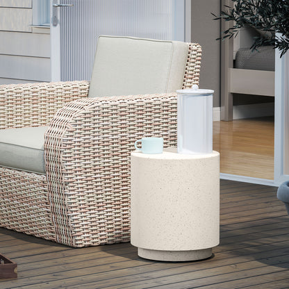 Side Table Living Room Table with Stone Look, Coffee Table, End Table, Coffee Table for Living Room, Garden Ø37 x 43 cm, Cream White