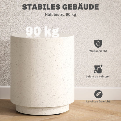 Side Table Living Room Table with Stone Look, Coffee Table, End Table, Coffee Table for Living Room, Garden Ø37 x 43 cm, Cream White