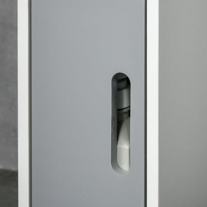 Bathroom Column Cabinet with 3 Doors 3 Open Shelves and Anti-tip System Modern Style Bathroom Cabinet 15x17x120 cm Grey