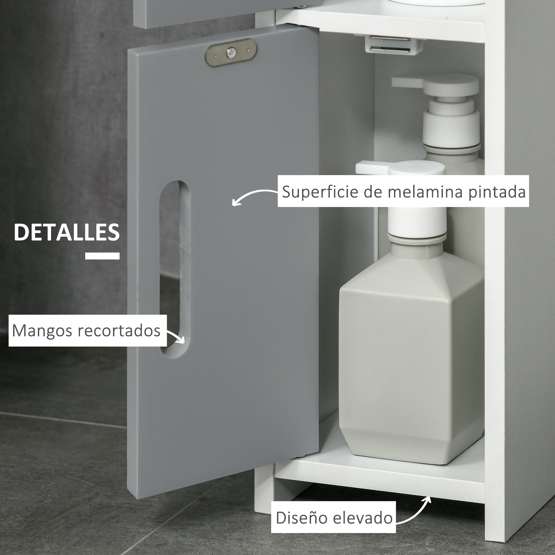Bathroom Column Cabinet with 3 Doors 3 Open Shelves and Anti-tip System Modern Style Bathroom Cabinet 15x17x120 cm Grey