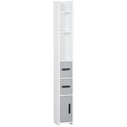 Bathroom Column Cabinet with 3 Doors 3 Open Shelves and Anti-tip System Modern Style Bathroom Cabinet 15x17x120 cm Grey