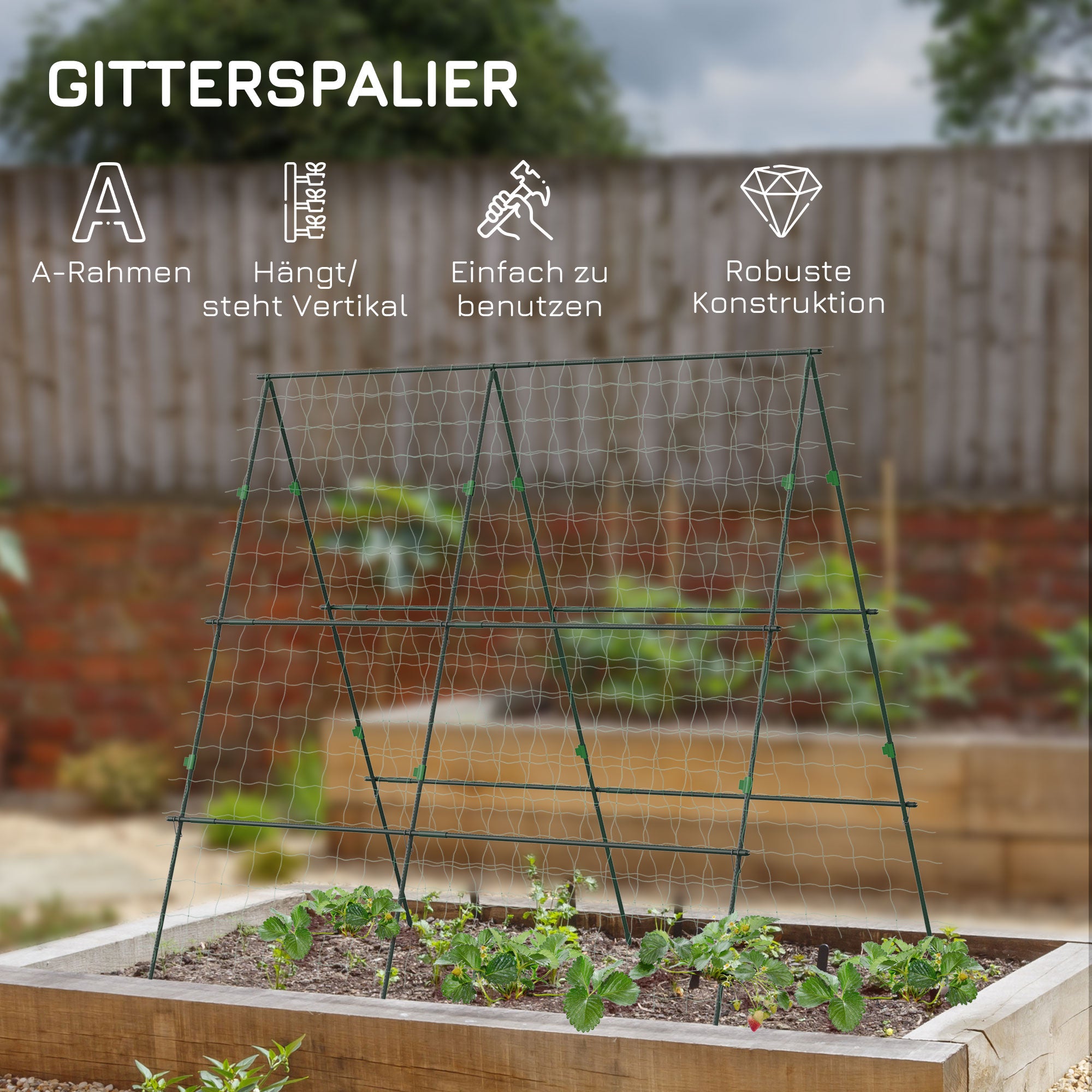 Metal Trellis for Climbing Plants Green, Rust-Free, 180x100x180cm, Arch for Roses, Garden Trellis for Tomatoes, Vegetables, Flowers, Climbing Plants