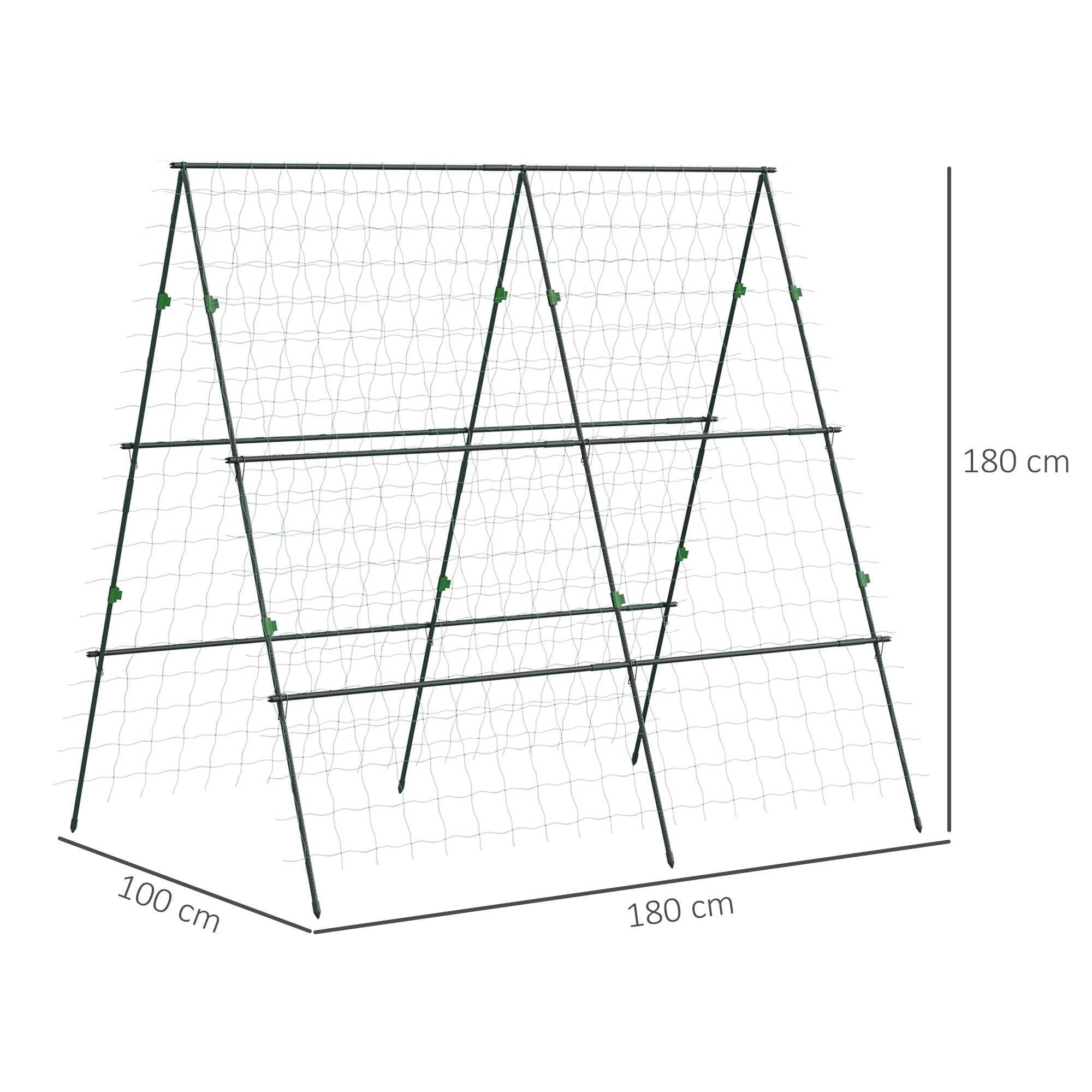 Metal Trellis for Climbing Plants Green, Rust-Free, 180x100x180cm, Arch for Roses, Garden Trellis for Tomatoes, Vegetables, Flowers, Climbing Plants