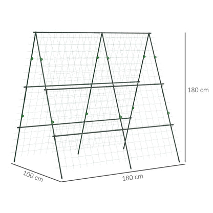 Metal Trellis for Climbing Plants Green, Rust-Free, 180x100x180cm, Arch for Roses, Garden Trellis for Tomatoes, Vegetables, Flowers, Climbing Plants