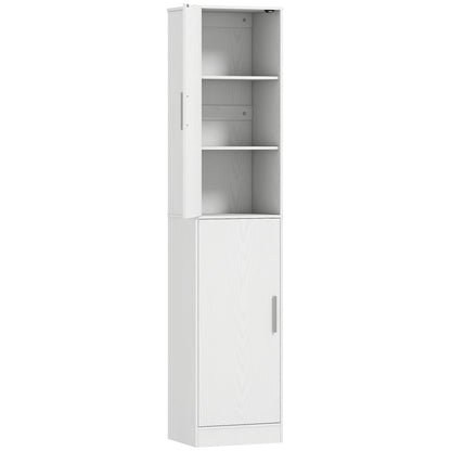 Bathroom Cabinet Tall Narrow Cupboard with 2 Doors, Adjustable Shelves for Bathroom, Living Room 40 x 35 x 180 cm White