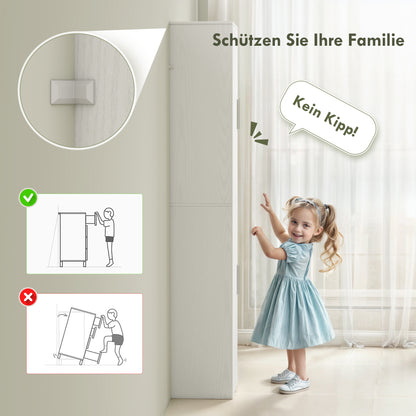 Bathroom Cabinet Tall Narrow Cupboard with 2 Doors, Adjustable Shelves for Bathroom, Living Room 40 x 35 x 180 cm White