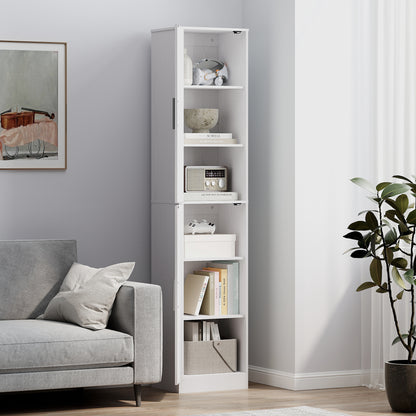 Bathroom Cabinet Tall Narrow Cupboard with 2 Doors, Adjustable Shelves for Bathroom, Living Room 40 x 35 x 180 cm White