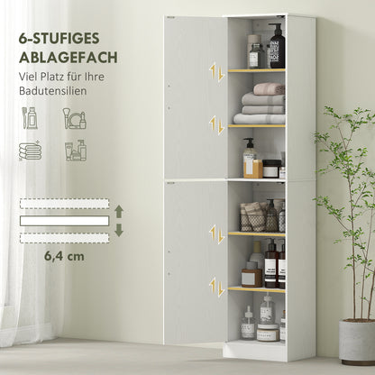 Bathroom Cabinet Tall Narrow Cupboard with 2 Doors, Adjustable Shelves for Bathroom, Living Room 40 x 35 x 180 cm White