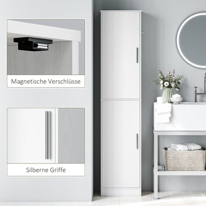 Bathroom Cabinet Tall Narrow Cupboard with 2 Doors, Adjustable Shelves for Bathroom, Living Room 40 x 35 x 180 cm White