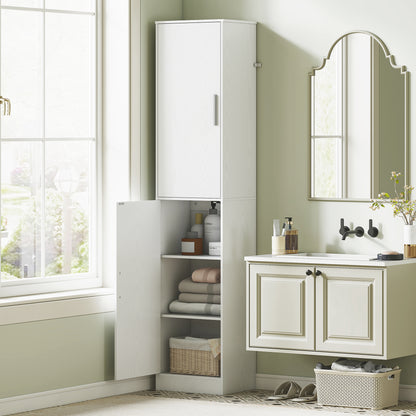 Bathroom Cabinet Tall Narrow Cupboard with 2 Doors, Adjustable Shelves for Bathroom, Living Room 40 x 35 x 180 cm White