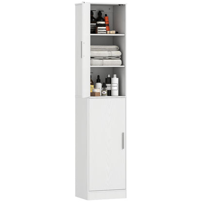 Bathroom Cabinet Tall Narrow Cupboard with 2 Doors, Adjustable Shelves for Bathroom, Living Room 40 x 35 x 180 cm White