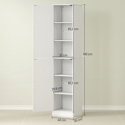 Bathroom Cabinet Tall Narrow Cupboard with 2 Doors, Adjustable Shelves for Bathroom, Living Room 40 x 35 x 180 cm White