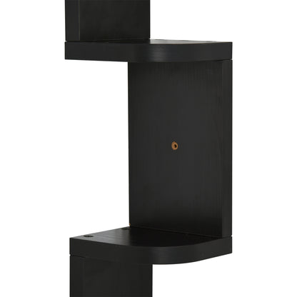 5-Tier Zigzag Wall-Mounted Corner Shelf Height 120 cm Black Wood